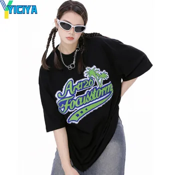 Футболка YICIYA, укороченный топ y2k, женская новинка, высококачественная футболка оверсайз с короткими рукавами, футболки, блузки, футболки, тройники, летние топы 2023