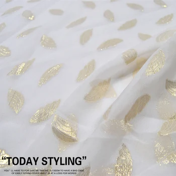 Блестящая Модная летняя Весенняя шелковая ткань с люрексом, Металлическое золото, узоры в виде крыльев, белый для женщин, платья-рубашки