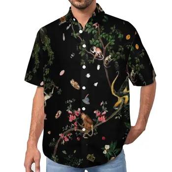Повседневные рубашки с животными, пляжная рубашка, летние блузки Y2K, мужские графические Блузки Размера Плюс 4XL