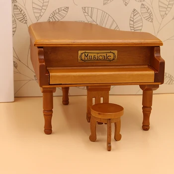 Миниатюрная модель рояля с музыкой Мини Музыкальный инструмент 1/12 Украшение для кукольного домика Фигурка Аксессуары bjd