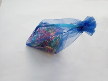 2000шт 9* 12 Синих маленьких подарочных пакетов для ювелирных изделий/свадьбы/Рождества/дня рождения из органзы с ручками, Упаковочная сумка из пряжи