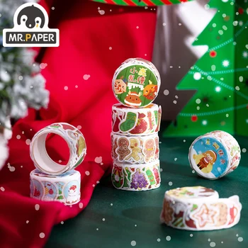 Mr. Paper 8 Дизайнов, Серия рождественских подарков, Лента для высечки, 150 штук, лента для Васи, Декоративная лента, Материал для стикеров 