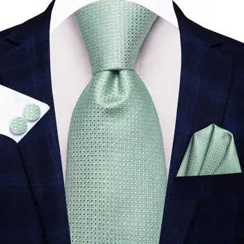 Подарочный Галстук для мужчин 2023, Новый модный бренд в зеленую клетку с шалфеем, Галстук для свадебной вечеринки, Ручные Запонки, Оптовая продажа, дизайнерский галстук