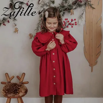 Одинаковые комплекты для сестры ZAFILLE, Красное платье для маленьких девочек, Однотонная детская одежда с оборками, Праздничный комбинезон для маленьких девочек, Платья Принцессы