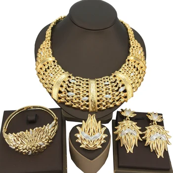 Ювелирный набор Yuminglai Dubai Бразильские золотые украшения Итальянские ювелирные изделия с позолотой 18 k Большой набор FHK14953