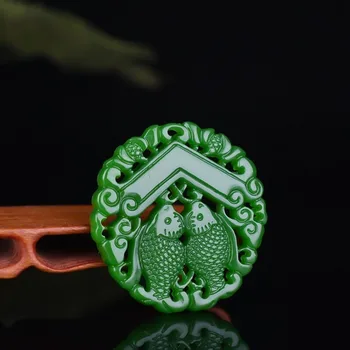 Китайский Натуральный Зеленый Кулон из нефрита ручной работы, Модные ювелирные изделия из бутика, Мужские и женские ожерелья, подарочные аксессуары