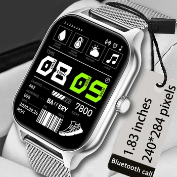 Новые Смарт-часы с Bluetooth-вызовом Для Мужчин, 1,83-дюймовый HD-экран IP67, водонепроницаемые умные часы с сердечным ритмом и кровяным давлением Для женщин для Xiaomi