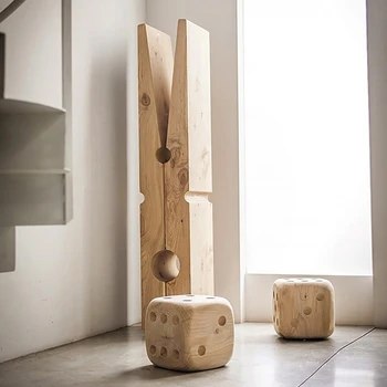 Оригинальная деревянная скамейка из цельного дерева, гостиная, резной зажим для костей, дизайнерский резной стул B & B.
