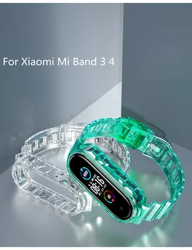 TPU Glacier Прозрачный Ремешок Для Mi Band 3 4 Сменный Браслет Для Xiaomi Smart Watch Band Прочный Спортивный браслет Свободного Размера