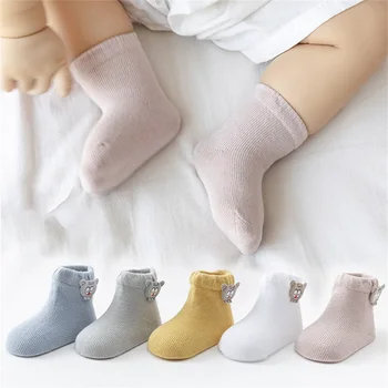 Носки для маленьких девочек, нескользящие носки-погремушки для новорожденных, милые осенние хлопковые носки в пол, теплые ботинки для мальчиков и девочек, младенцев