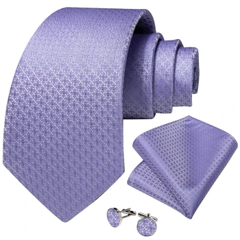 Модные фиолетовые однотонные шелковые галстуки в клетку для мужчин, Носовой платок, запонка, Деловые свадебные аксессуары, галстук шириной 8 см, подарок оптом