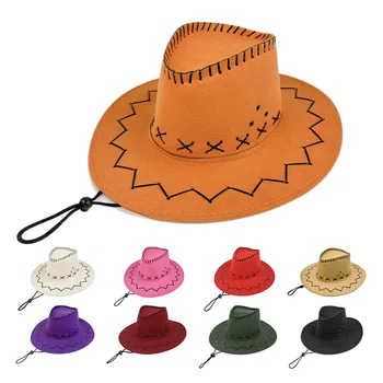 Новая Ветрозащитная Веревочная Ковбойская шляпа в западном Стиле, Мужской солнцезащитный крем для улицы, Рыцарская шляпа с широкими полями, ретро-Джазовая шляпа