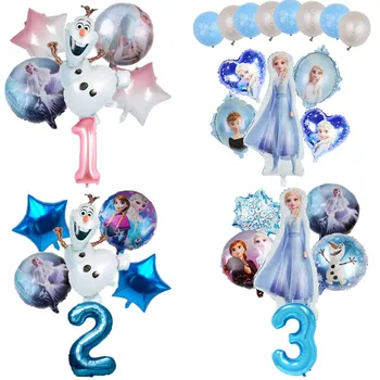 1 комплект Disney Frozen Princess Эльза Анна Олаф, воздушные шары из фольги, Детский душ, Снежная Королева, Воздушные надувные Глобо, украшения для вечеринки в честь дня рождения