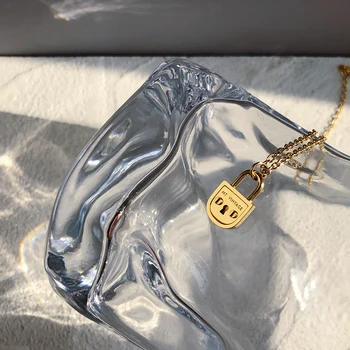2021 Новое Модное Винтажное ожерелье с очарованием в виде буквы DD My Vintage с маленьким замком для девочек, Золотое ожерелье из нержавеющей стали для женщин