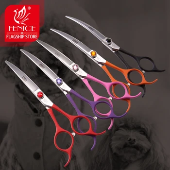 Профессиональные изогнутые ножницы Fenice 6,5 дюймов для домашних животных, ножницы для стрижки собак makas tijeras