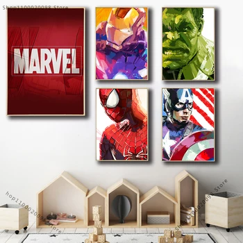 Marvel Avengers Железный Человек, Плакат с Человеком-пауком, Принты для декора детской комнаты, Качественная Картина на холсте, Настенное художественное Изображение, Украшение дома