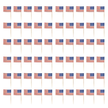 2000 Зубочисток с Американским Флагом, Украшение для Кексов, Сэндвич, Мини-Палочки для еды