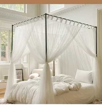Дворцовая трехдверная москитная сетка от пола до потолка во французском романтическом стиле принцессы, высококачественная белая занавеска для кровати, домашняя спальня