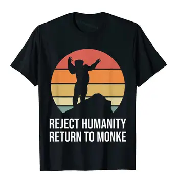 Ретро-футболка 70s Reject Humanity Return To Monke С забавным Мемом, Молодежная футболка Для Мужчин, Хлопковые Футболки Normcore Высокого Качества