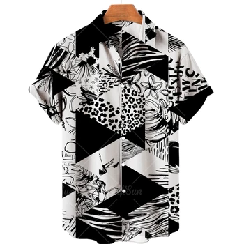 Новая Гавайская Рубашка Мужская С Коротким Рукавом, Социальные Топы, Летние Мужские 2023, Ежедневная 3D Печать, Негабаритная Роскошная Одежда Y2k Harajuku Dazn