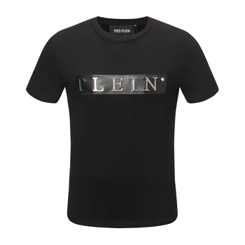 PIED PLEIN NWT Мужская футболка с металлическим буквенным логотипом, Дизайнерская футболка MMA Muscle, Хлопковый мужской топ с круглым вырезом, Уличный готический Манекен