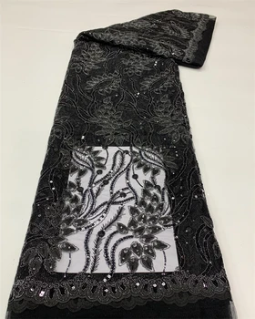 Высококачественная африканская кружевная ткань с блестками, Сетчатое кружево, Роскошная Вышитая тюлевая кружевная ткань для швейных аксессуаров