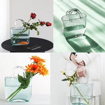 Креативные прозрачные стеклянные вазы для украшения аквариума, сумочка с пузырьковым цветком, Стеклянная банка, Центральные элементы стола, Цветочная композиция