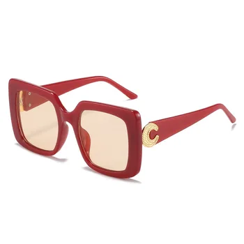 Солнцезащитные очки большого размера для женщин и мужчин, винтажные брендовые дизайнерские роскошные солнцезащитные очки для женщин, Ретро Квадратные оттенки UV400, красные, зеленые очки