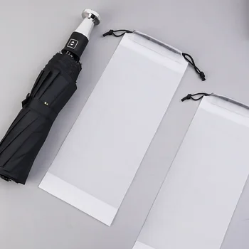Многоразовый матовый Полупрозрачный пластиковый пакет, Переносной зонт, рукав для хранения на шнуре, Бытовой Органайзер для хранения