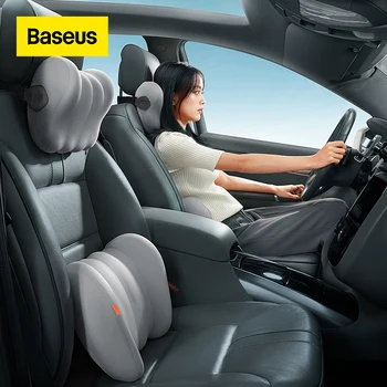 Подголовник автомобиля Baseus, Поясная подушка, 3D подушка с эффектом памяти, подставка для сиденья для домашнего офиса, Шейный упор, Дышащая подушка для спины и поясницы автомобиля