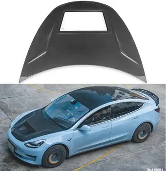 Прозрачный Капот Из Настоящего Углеродного Волокна Для Tesla Model 3 2019 2020 2021 2022 2023, Вентиляционная Крышка Переднего Капота двигателя