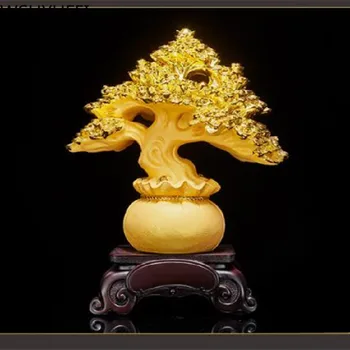 Золотые счастливые деньги, Золотая статуя из смолы в китайском стиле, Домашний декор, Украшение для крыльца, Украшения для гостиной, Подарок на день рождения, ремесла