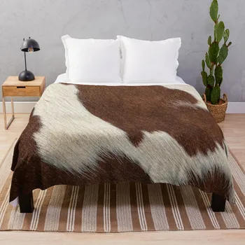 Ржаво-коричневая коровья кожа (графическая иллюстрация, цифровая, гладкая печать) Флисовое одеяло