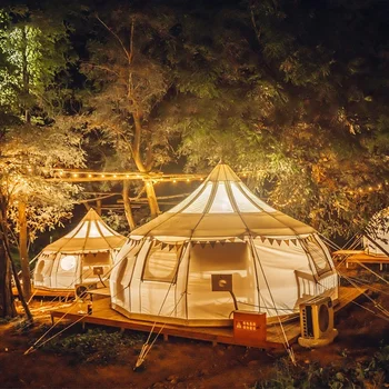 4M 5M 6M туристический открытый кемпинг роскошная юрта холст хлопок Оксфорд палатка lotus bell палатка для семейного кемпинга на открытом воздухе