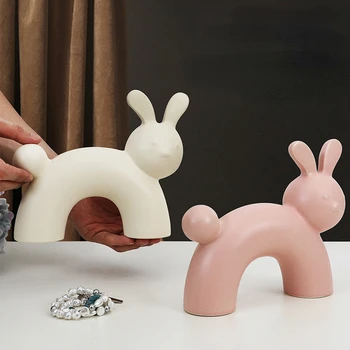 Скандинавские минималистичные ins керамические украшения в виде кролика, креативный дом, гостиная, крыльцо, мягкие украшения, свадебные подарки, сувениры