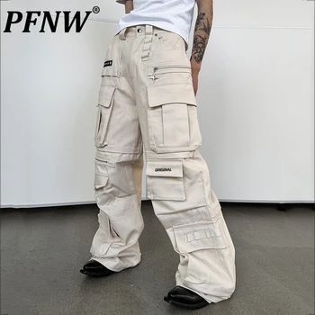 PFNW/весенне-летние новые мужские брюки-карго с множеством карманов, модные уличные брюки в стиле сафари, нерегулярные широкие брюки 28AH2567