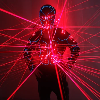 Костюмы для лазерных роботов, красный лазерный жилет, светодиодная одежда, 650-нм Лазерные мужские сценические костюмы для исполнителей в ночном клубе