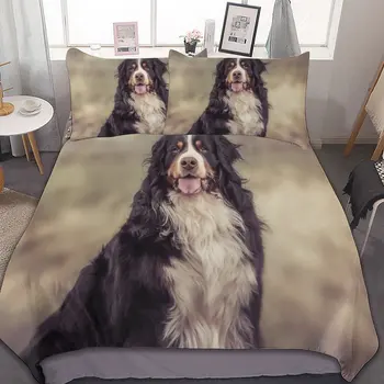 Комплект постельного белья из 3 предметов (1 пододеяльник + 2 наволочки) в стиле бернской горной собаки 86 