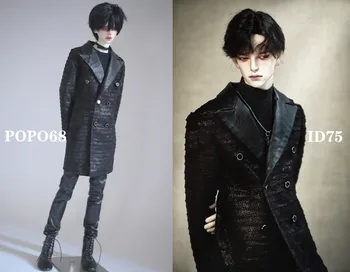 Одежда для куклы BJD подходит для размера 1/3 1/4 дяди, черное пальто с лацканами в складку с эффектом вспышки, с водяным шлифованием