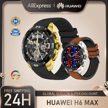 Huawei H6 Max Smartwatch NFC Bluetooth Вызов Полный Сенсорный Экран Мониторинг артериального Давления Спортивный Трекер Мужские Деловые Часы Android