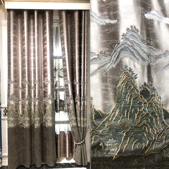 Роскошная вышитая занавеска для гостиной, спальни, точная трехмерная картина с изображением пейзажа виллы, шторы, экраны