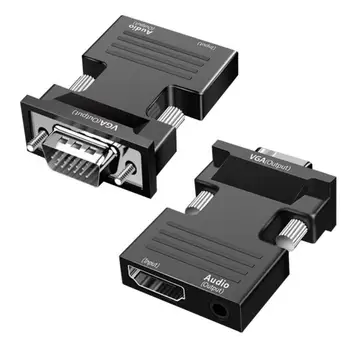 Конвертер, совместимый с VGA-HDMI, 1080P HDMI-совместимый адаптер VGA для ПК, ноутбука, HDTV-проектора, видео-аудио конвертер
