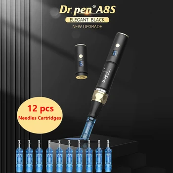 Оригинальная Беспроводная Микроигольная ручка Dr.pen A8S С 12 шт. Иглами С Обратным Потоком, Картриджами Для Красоты Кожи Dermapen A8S