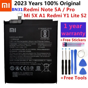 Xiao Mi Оригинальный Аккумулятор для телефона BN31 для Xiaomi Mi 5X Mi5X Redmi Note 5A/Pro Mi A1 Redmi Y1 Lite S2 Аккумуляторы емкостью 3080 мАч + Инструменты