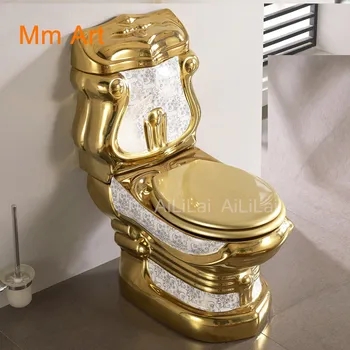 Европейский стиль Художественный Золотой Цельный Туалетный столик с гравитационным смыванием WC