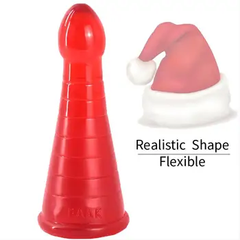 Рождественская анальная пробка в форме башни пламени с присоской, Фаллоимитатор для женской мастурбации, стимулирующие секс-игрушки, Большая анальная пробка