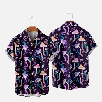 Мужская Гавайская рубашка, Футболка с рисунком Грибов, Hombre, Модная рубашка Aloha, Повседневная Пляжная Одежда Унисекс 