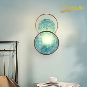 Скандинавский светодиодный настенный светильник Post Modern Jade Blue Gloss в стиле Арт-деко, Настенные светильники для Лофт-отеля, гостиной, Спальни, Домашнего освещения, Настенный светильник