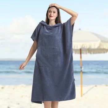Халат, пончо для серфинга, банный халат с коротким рукавом и капюшоном, быстросохнущее полотенце из микрофибры для мужчин и женщин